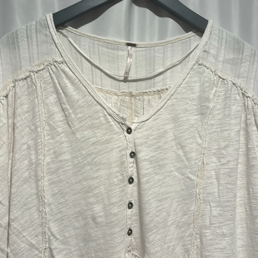 Free People Flowy Cotton Linen Tunic size XS off white - Picture 6 of 9